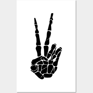 Peace sign hand skeleton Posters and Art